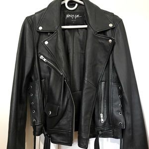 Faux leather biker jacket